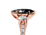Rose gold Three-Stone Fancy Black Marquise Cut Diamond Pavé Band with Four-Prong Setting_5