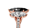 Rose gold Three-Stone Fancy Black Marquise Cut Diamond Ring with Pavé Band and Prong Setting_29