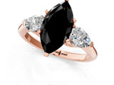 Rose gold Three-Stone Fancy Black Marquise Cut Diamond Ring with Pear Side Stones and Four-Prong Setting_1