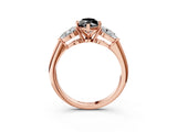 Rose gold Three-Stone Fancy Black Marquise Cut Diamond Ring with Pear Side Stones and Four-Prong Setting_3