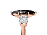 Rose gold Three-Stone Fancy Black Marquise Cut Diamond Ring with Pear Side Stones and Four-Prong Setting_5