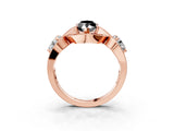 Rose gold Three-Stone Fancy Black Marquise Cut Diamond Wave Pave Band with Prong Setting_3