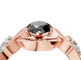 Rose gold Three-Stone Fancy Black Marquise Cut Diamond Wave Pave Band with Prong Setting_4