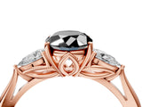 Rose gold Three-Stone Fancy Black Oval Cut Brilliant Diamond Solitaire Ring with Tapered Band and Four-Prong Setting_7