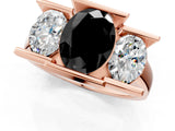 Rose gold Three Stone Fancy Black Oval Cut Cut Channel Set Diamond Ring_1