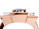 Rose gold Three Stone Fancy Black Oval Cut Cut Channel Set Diamond Ring_4