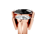 Rose gold Three Stone Fancy Black Oval Cut Cut Channel Set Diamond Ring_5