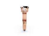 Rose gold Three-Stone Fancy Black Oval Cut Cut Classic Band Prong Setting Ring_2