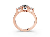 Rose gold Three-Stone Fancy Black Oval Cut Cut Classic Band Prong Setting Ring_3