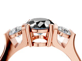 Rose gold Three-Stone Fancy Black Oval Cut Cut Classic Band Prong Setting Ring_4
