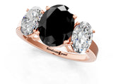 Rose gold Three-Stone Fancy Black Oval Cut Cut Diamond Engagement Ring with Flat Band and Four-Prong Setting_13