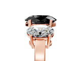 Rose gold Three-Stone Fancy Black Oval Cut Cut Diamond Engagement Ring with Flat Band and Four-Prong Setting_17