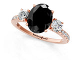 Rose gold Three-Stone Fancy Black Oval Cut Cut Diamond Pavé Band with Prong Setting_16
