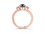 Rose gold Three-Stone Fancy Black Oval Cut Cut Diamond Pavé Band with Prong Setting_18