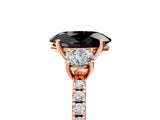 Rose gold Three-Stone Fancy Black Oval Cut Cut Diamond Pavé Band with Prong Setting_20