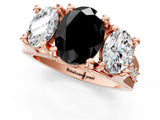 Rose gold Three-Stone Fancy Black Oval Cut Cut Diamond Ring with Channel-Set Band and Four-Prong Setting_13