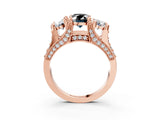 Rose gold Three-Stone Fancy Black Oval Cut Cut Diamond Ring with Channel-Set Band and Four-Prong Setting_15