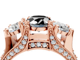 Rose gold Three-Stone Fancy Black Oval Cut Cut Diamond Ring with Channel-Set Band and Four-Prong Setting_16