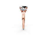 Rose gold Three-Stone Fancy Black Oval Cut Cut Diamond Ring with Channel Set Band and Four-Prong Setting_2