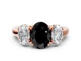 Rose gold Three-Stone Fancy Black Oval Cut Cut Diamond Ring with Channel Set Band and Four-Prong Setting_24