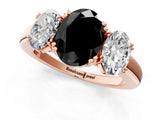 Rose gold Three-Stone Fancy Black Oval Cut Cut Diamond Ring with Channel Set Band and Four-Prong Setting_25