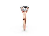 Rose gold Three-Stone Fancy Black Oval Cut Cut Diamond Ring with Channel Set Band and Four-Prong Setting_26