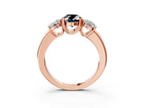 Rose gold Three-Stone Fancy Black Oval Cut Cut Diamond Ring with Channel Set Band and Four-Prong Setting_27