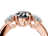Rose gold Three-Stone Fancy Black Oval Cut Cut Diamond Ring with Channel Set Band and Four-Prong Setting_28