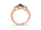 Rose gold Three-Stone Fancy Black Oval Cut Cut Diamond Ring with Channel Set Band and Four-Prong Setting_3