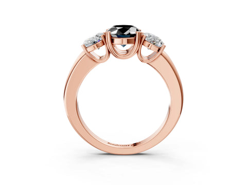 Rose gold Three-Stone Fancy Black Oval Cut Cut Diamond Ring with Channel Set Band and Four-Prong Setting_3