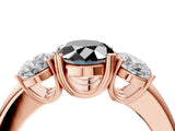 Rose gold Three-Stone Fancy Black Oval Cut Cut Diamond Ring with Channel Set Band and Four-Prong Setting_4