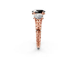 Rose gold Three-Stone Fancy Black Oval Cut Cut Diamond Ring with Channel-Set Band and Prong Setting_2