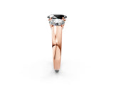 Rose gold Three-Stone Fancy Black Oval Cut Cut Diamond Ring with Prong Setting and Classic Band_2