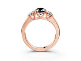 Rose gold Three-Stone Fancy Black Oval Cut Cut Diamond Ring with Prong Setting and Classic Band_3