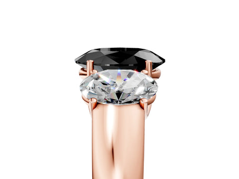 Rose gold Three-Stone Fancy Black Oval Cut Cut Diamond Ring with Prong Setting and Classic Band_5