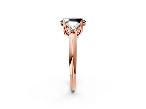 Rose gold Three-Stone Fancy Black Oval Cut Cut Diamond Ring with Trillion Side Stones and Four-Prong Setting_5