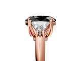Rose gold Three-Stone Fancy Black Oval Cut Cut Diamond Ring with Trillion Side Stones and Four-Prong Setting_8