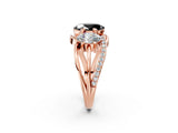 Rose gold Three-Stone Fancy Black Oval Cut Cut Diamond Split Shank Prong Set Ring_2
