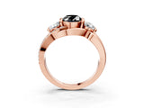 Rose gold Three-Stone Fancy Black Oval Cut Cut Diamond Split Shank Prong Set Ring_3