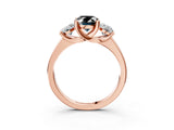 Rose gold Three-Stone Fancy Black Oval Cut Cut Solitaire Ring with Classic Prong Setting_3