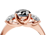 Rose gold Three-Stone Fancy Black Oval Cut Cut Solitaire Ring with Classic Prong Setting_4