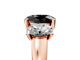 Rose gold Three-Stone Fancy Black Oval Cut Cut Solitaire Ring with Classic Prong Setting_5