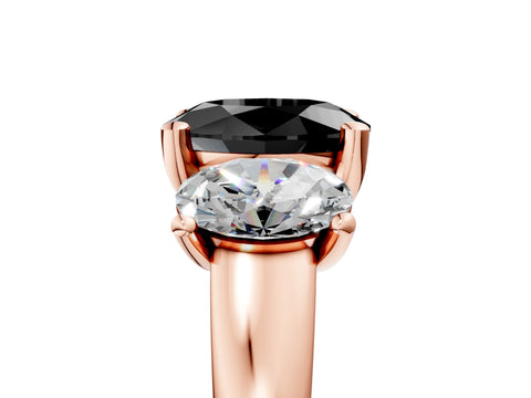 Rose gold Three-Stone Fancy Black Oval Cut Cut Solitaire Ring with Classic Prong Setting_5