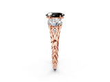 Rose gold Three-Stone Fancy Black Oval Cut Diamond Braided Band Ring with Four-Prong Setting_14
