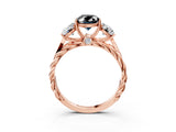 Rose gold Three-Stone Fancy Black Oval Cut Diamond Braided Band Ring with Four-Prong Setting_15