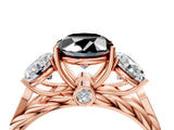 Rose gold Three-Stone Fancy Black Oval Cut Diamond Braided Band Ring with Four-Prong Setting_16