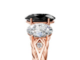 Rose gold Three-Stone Fancy Black Oval Cut Diamond Braided Band Ring with Four-Prong Setting_17