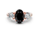 Rose gold Three-Stone Fancy Black Oval Cut Diamond Channel Set Engagement Ring with Prong Setting_12