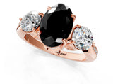 Rose gold Three-Stone Fancy Black Oval Cut Diamond Channel Set Engagement Ring with Prong Setting_13
