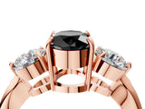 Rose gold Three-Stone Fancy Black Oval Cut Diamond Channel Set Engagement Ring with Prong Setting_16